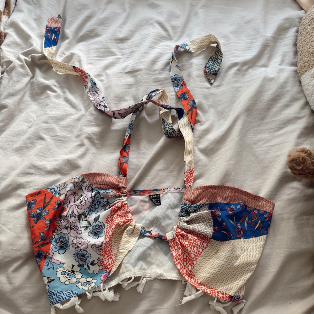 Floral Patchwork Halter Top